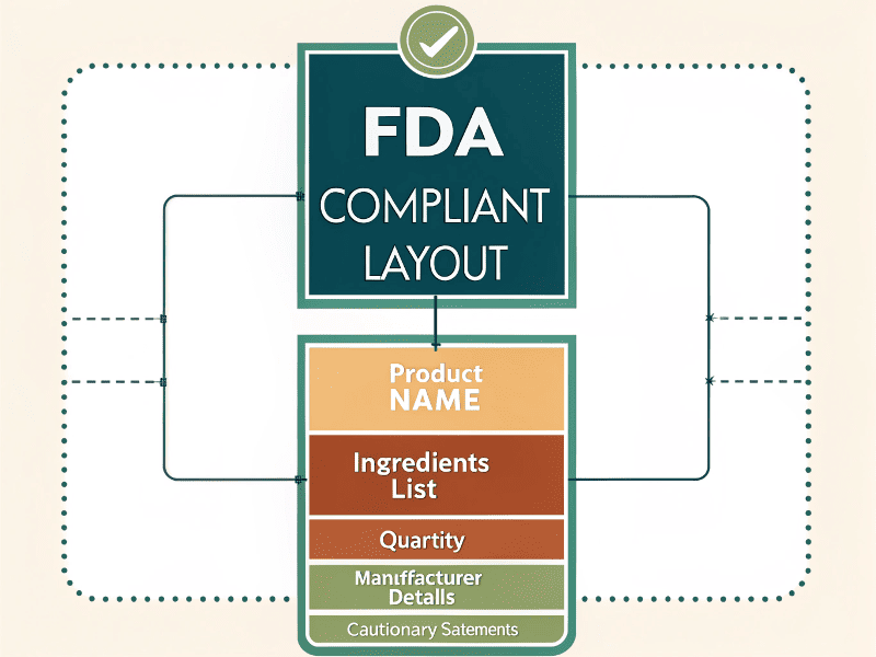 Example cosmetic product labels showing compliant design
