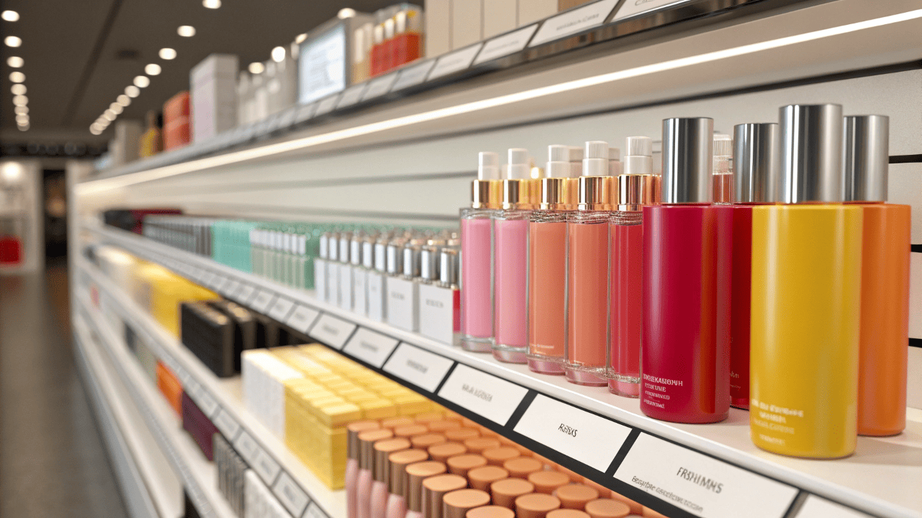 Consumer enjoying beauty product aligned with packaging color