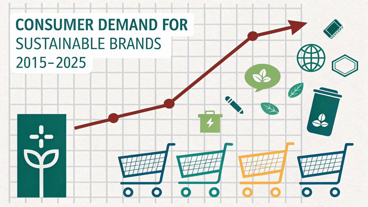 a chart showing the rising consumer preference for brands with sustainable practices over the last five years