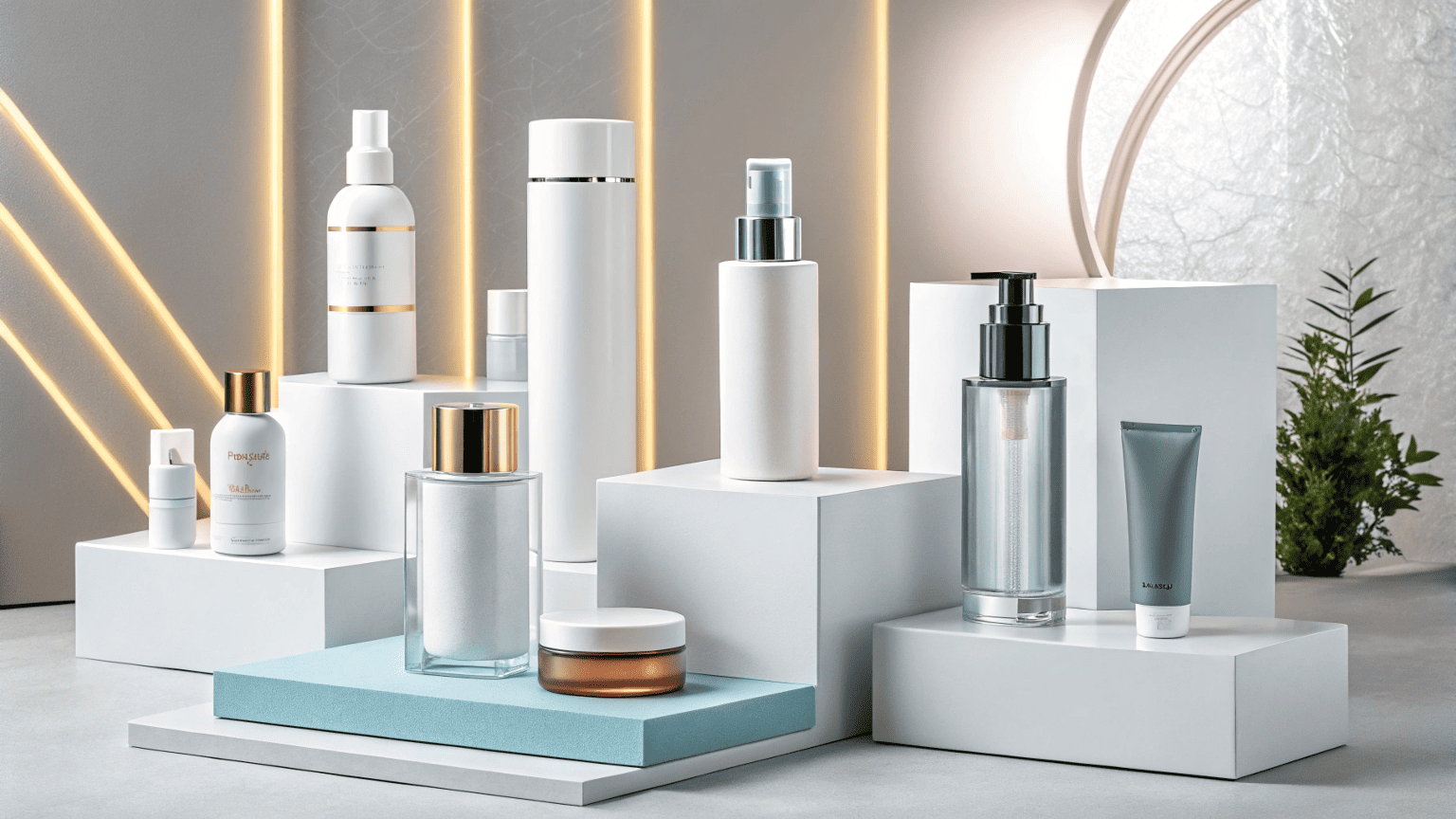 Futuristic cosmetic packaging designs showcasing 2025 beauty trends
