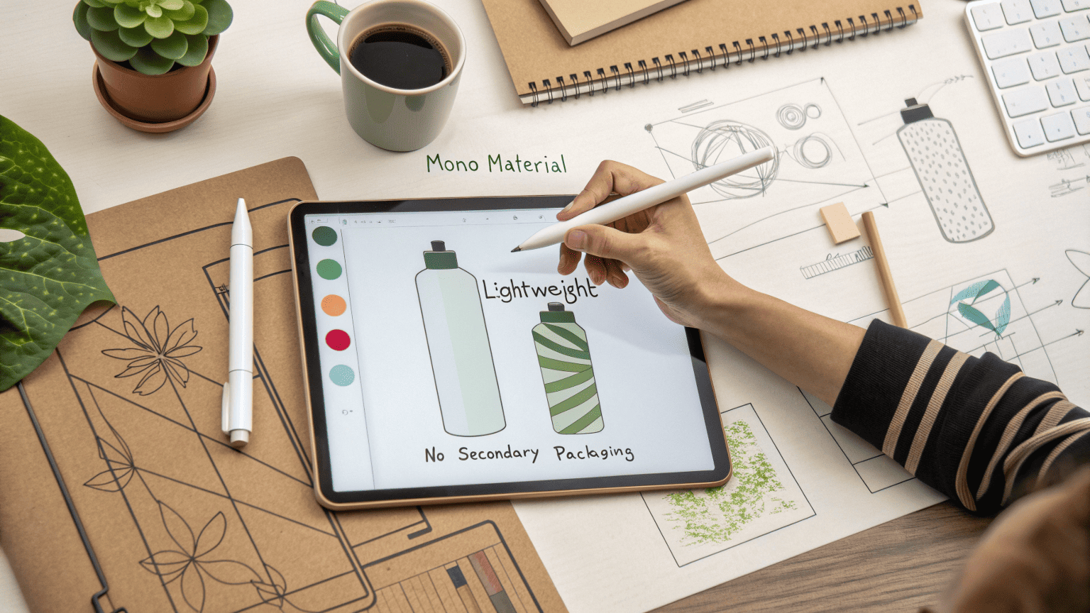 Eco-friendly cosmetic bottle redesign sketch