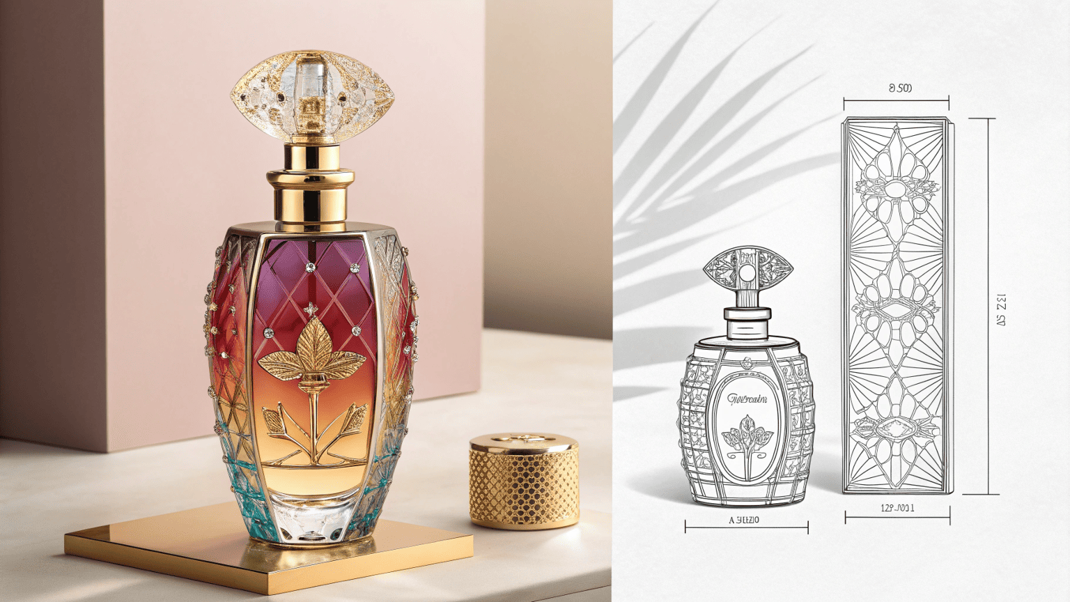an image showcasing a collection of luxury cosmetic products with different textures and finishes: one matte, one glossy, one metallic, one soft-touch