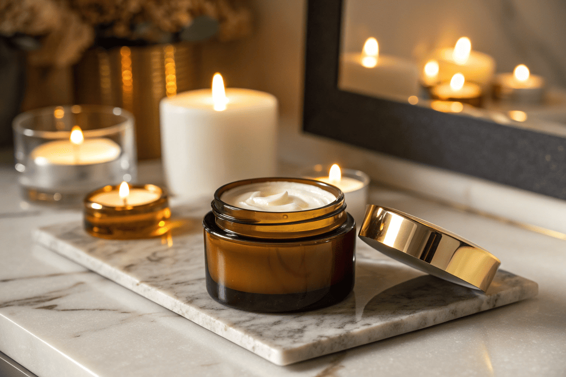 luxury cream in a glass jar
