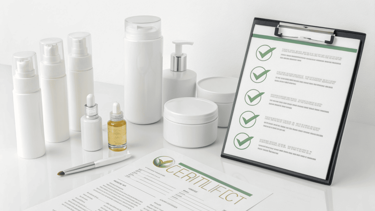 FDA compliance papers with cosmetic jar