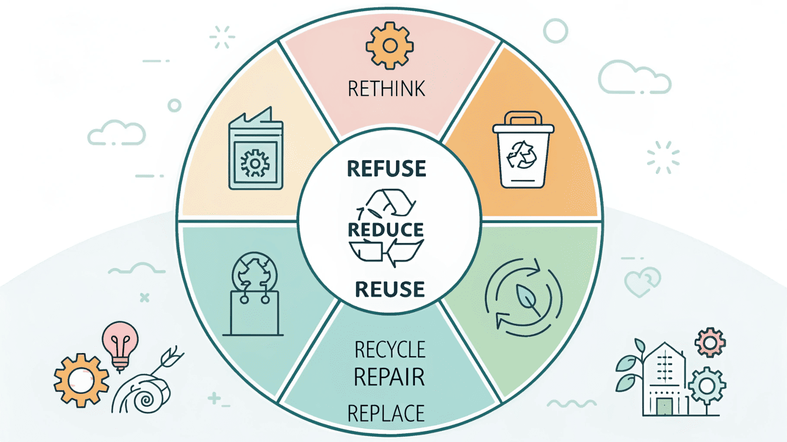 Infographic showing 7 R's of sustainability