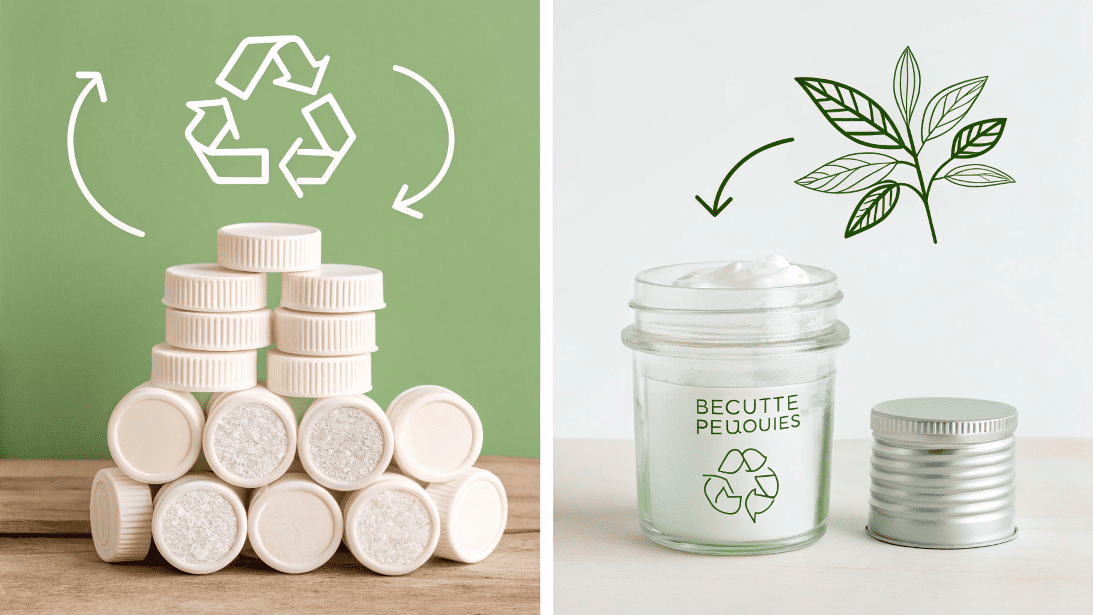 an elegant, refillable cosmetic jar next to its simple refill pod