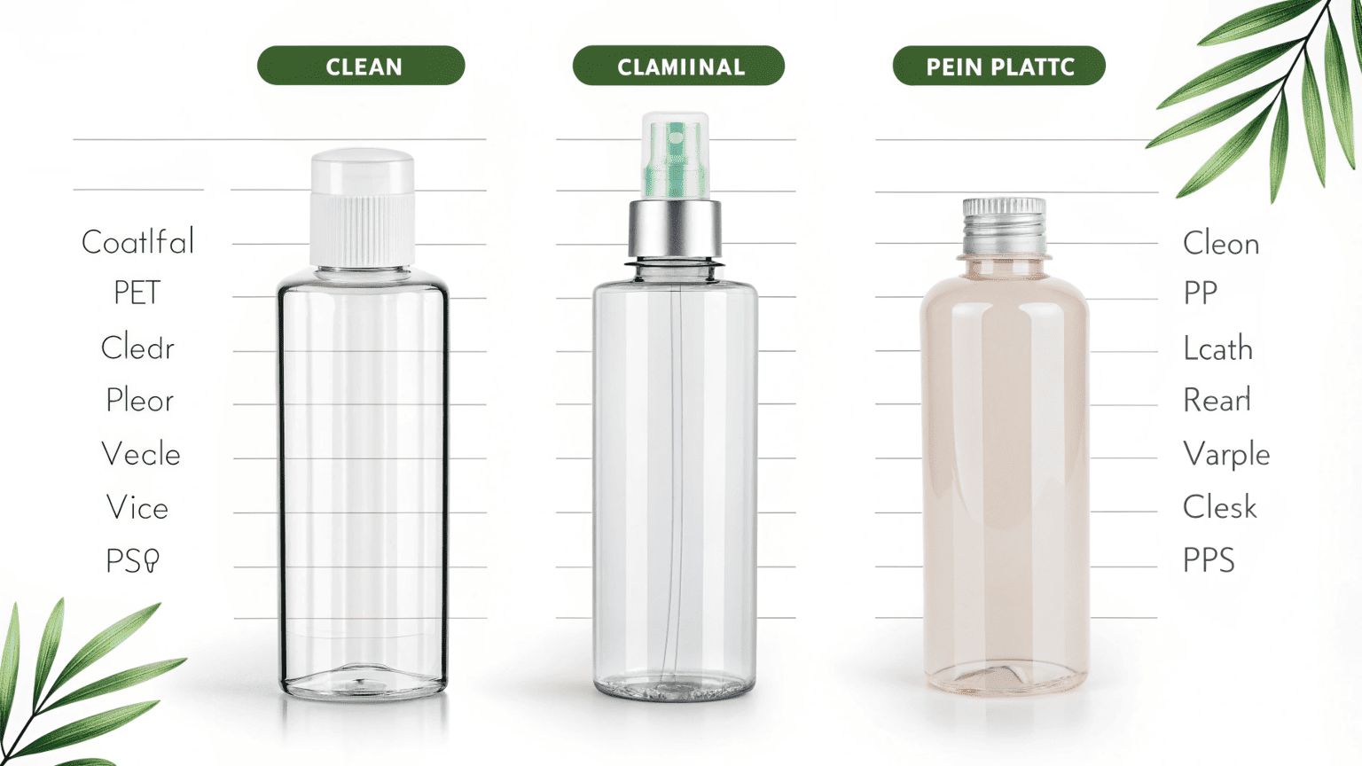 a collection of clear, elegant PET cosmetic bottles and jars