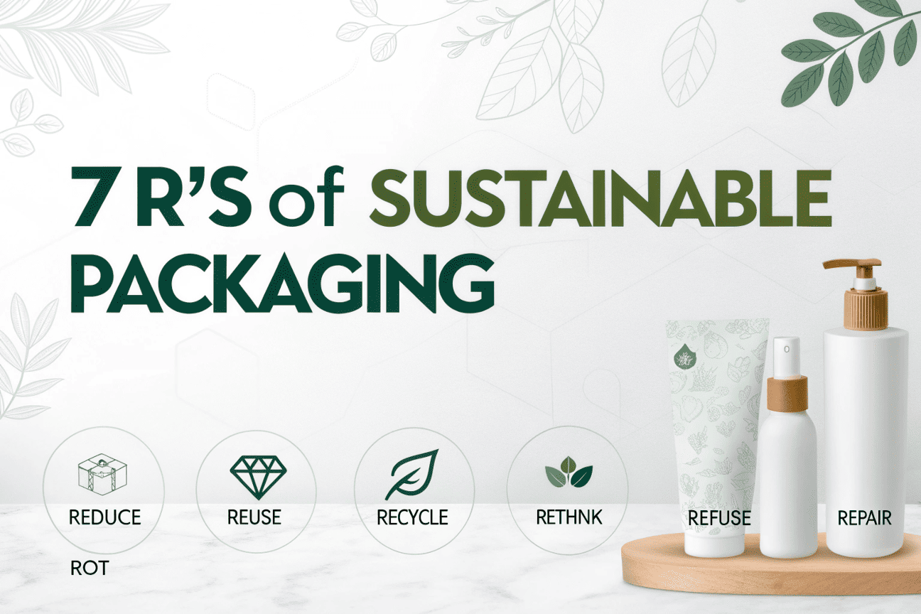 Infographic showing the 7 R's of sustainable packaging