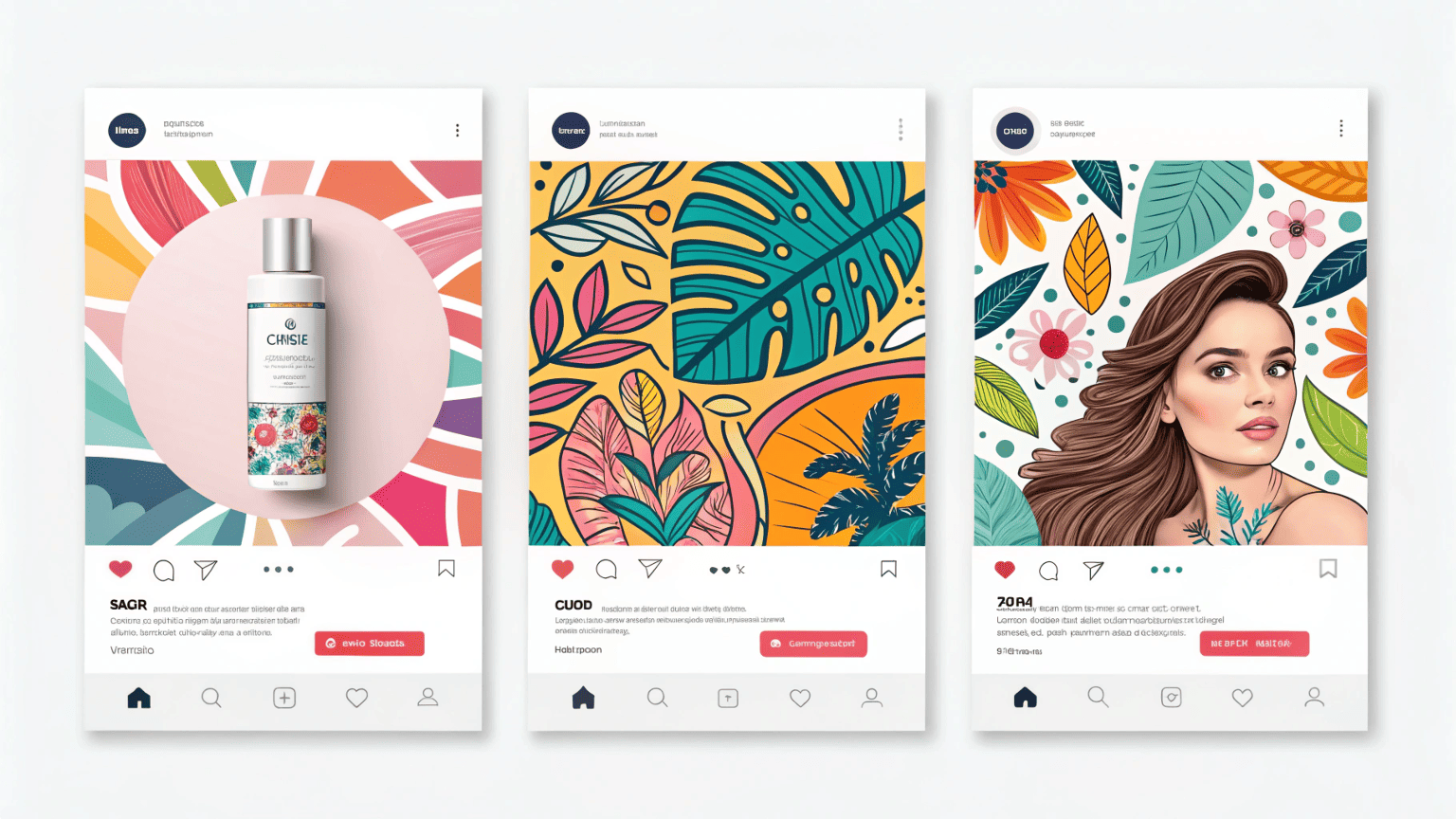 A grid of social media posts where minimalist visuals stand out clearly among cluttered, colorful designs