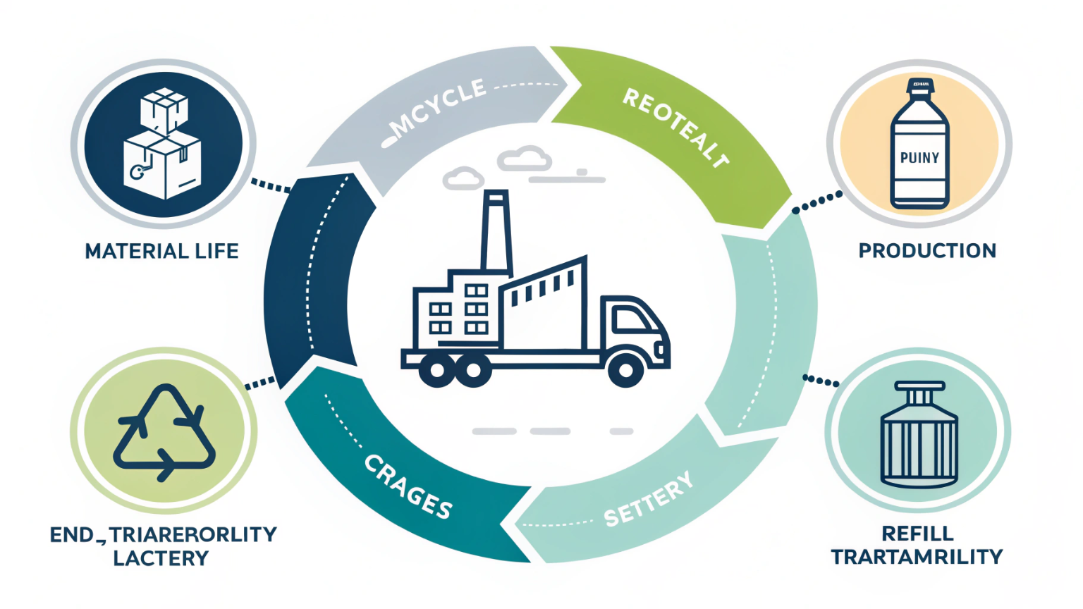 An infographic showing the packaging lifecycle and highlighting where carbon savings occur during material production, transport, and recycling