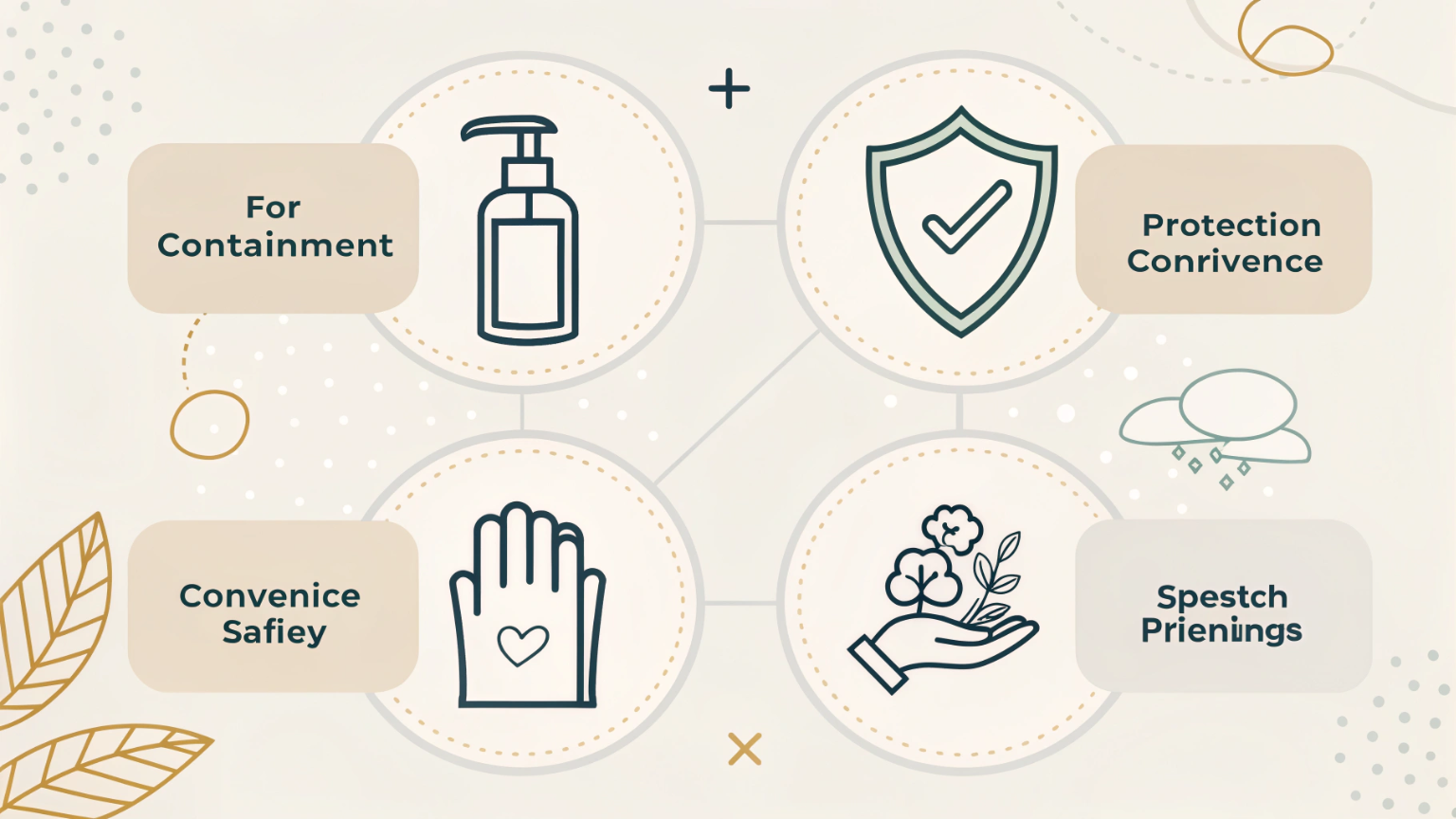 An infographic with four icons labeled Containment, Protection, Convenience, and Communication, symbolizing key packaging functions