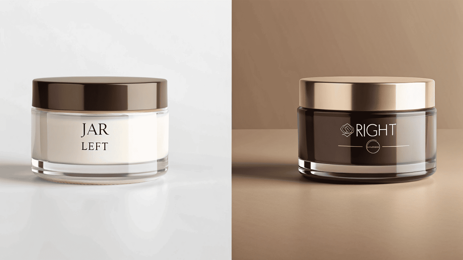 Comparison of two cosmetic jars using different fonts to show how typography changes the perceived quality of a product